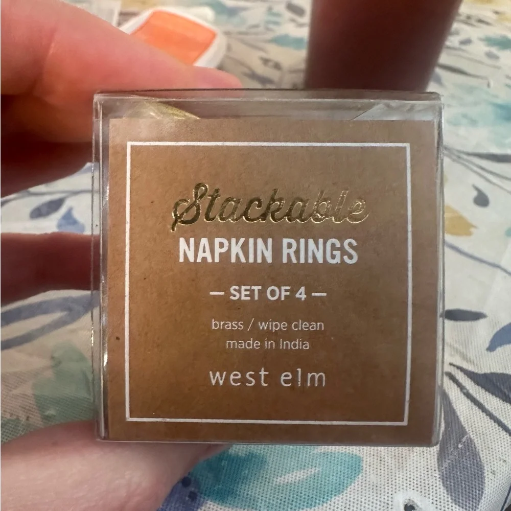 NIB West Elm Brass stackable napkin holders
